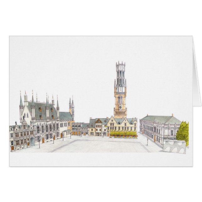 町の正方形。 ブリュージュベルギー (正面横)