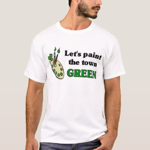 町の緑のTシャツを絵を描いて下さい Tシャツ