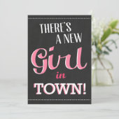 町の赤ちゃんシャワー招待状に新しい女の子がいる 招待状 (スタンド正面)