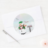 町の霜の降りたクリスマスカスタムのの宛先または空白の元 ラウンドシール (封筒)