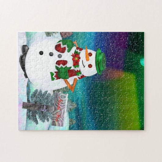 町の霜の降りたクリスマスジグソーギフト ジグソーパズル (横)