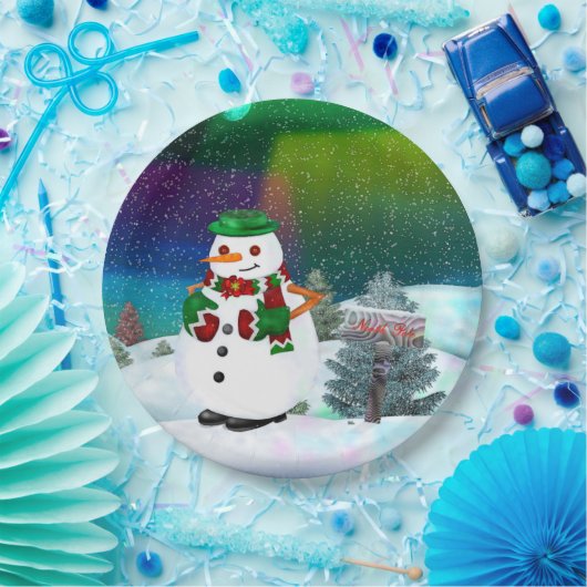 町の霜の降りたクリスマスパーティーイベントデザート ペーパープレート (パーティー)