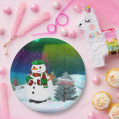 町の霜の降りたクリスマスパーティーイベントデザート ペーパープレート (パーティー)