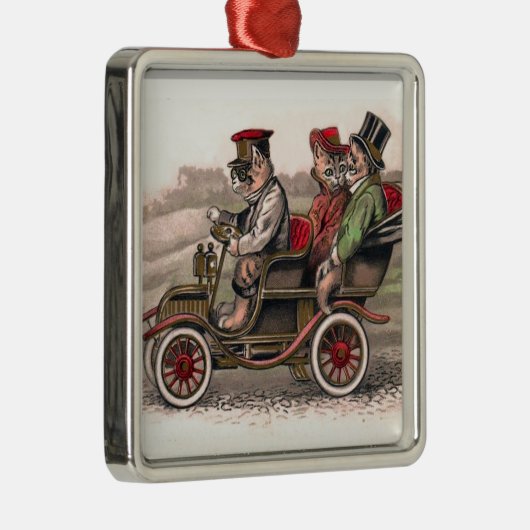 町へのビクトリアンな猫の頭部-人間の形をした芸術 メタルオーナメント (右)