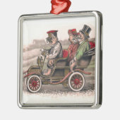 町へのビクトリアンな猫の頭部-人間の形をした芸術 メタルオーナメント (左)