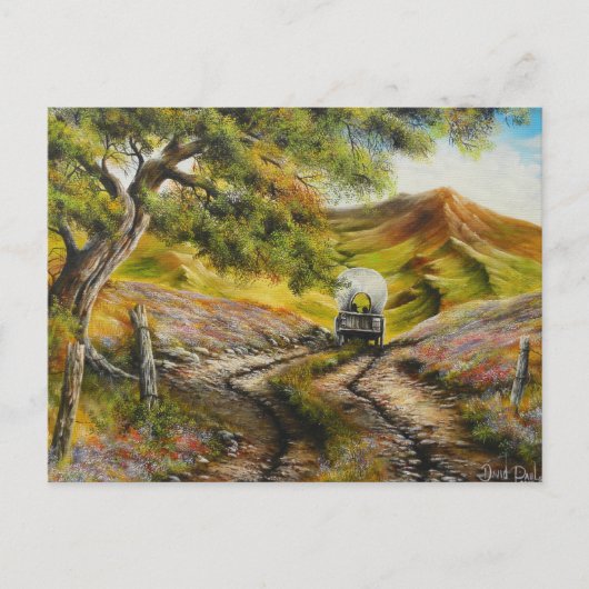 町へ行くDavid Paulによる絵 ポストカード (正面)