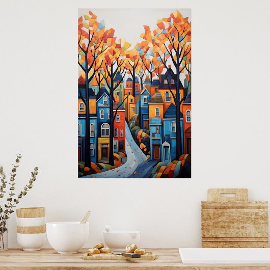 町カラフル ポスター (キッチン)