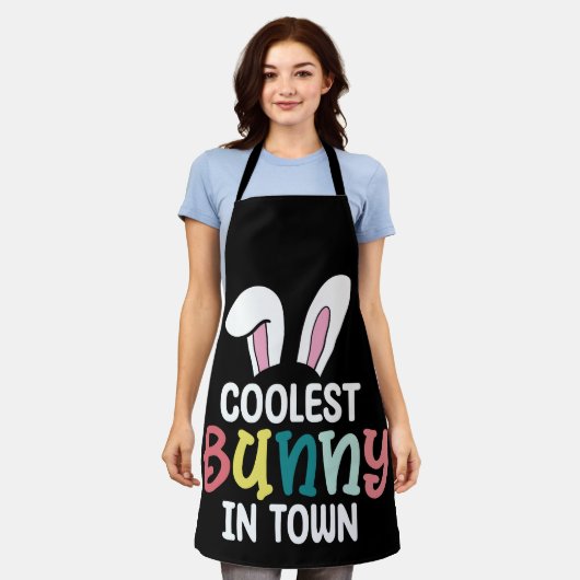 町クールイースターバニーうさぎ エプロン (着用した状態)
