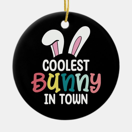 町クールイースターバニーうさぎ セラミックオーナメント (正面)