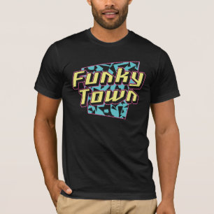町ファンキーおもしろいフォント文字ディスコ Tシャツ