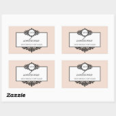 町フランスのの抱き枕からピンクモノグラムをフレーム 長方形シール (シート)