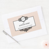 町フランスのの抱き枕からピンクモノグラムをフレーム 長方形シール (封筒)