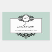 町フランスのの抱き枕からブルーモノグラムを作る 長方形シール (正面)