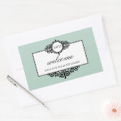 町フランスのの抱き枕からブルーモノグラムを作る 長方形シール (封筒)