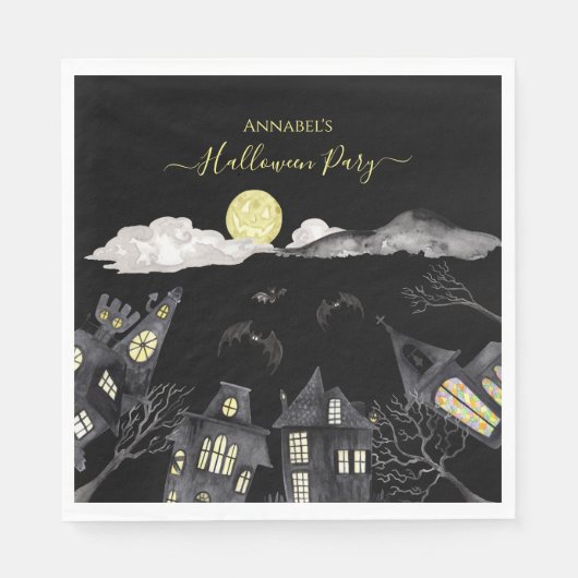 町不気味ハロウィーン スタンダードランチョンナプキン (正面)