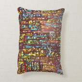 町並み手描きイラストレーションアート,通り,都市,s アクセントクッション (裏面(縦))