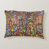 町並み手描きイラストレーションアート,通り,都市,s アクセントクッション (裏面)