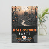 町幽霊のよく出る満月の黒い鳥ハロウィーン 招待状 (スタンド正面)