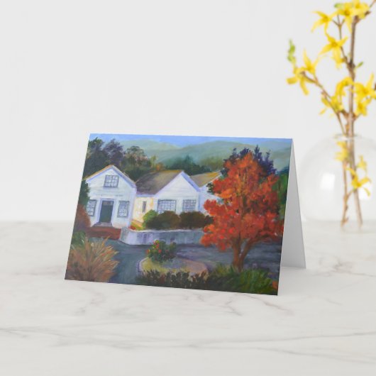 町絵を描の挨拶状 カード (黄色い花)