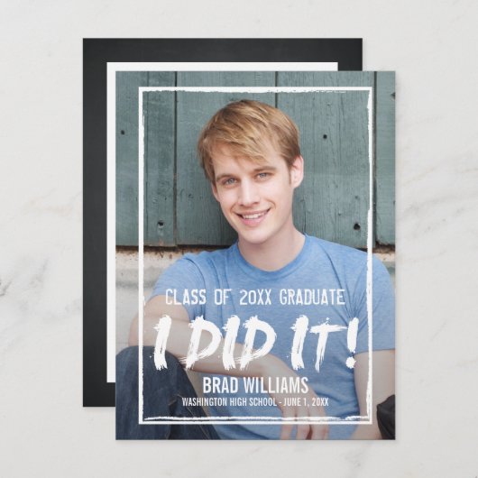 町絵を描卒業発表 インビテーションポストカード (正面/裏面)