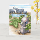 町象の友人カードに新しいサイがあります カード (黄色い花)