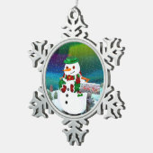 町霜の降りたのクリスマスアート スノーフレークピューターオーナメント (右)