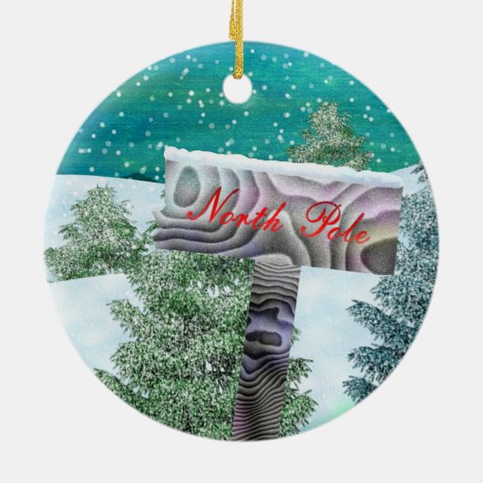 町霜の降りたのクリスマスパーソナライズされたサークルのみ セラミックオーナメント (裏面)