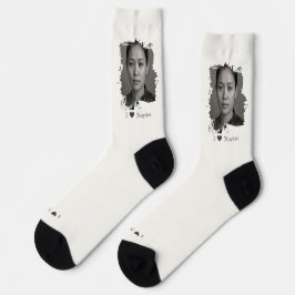 画像とテキストの筆跡デザイン ソックス