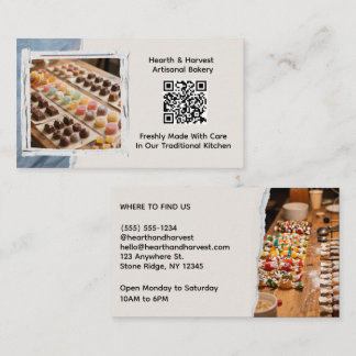 画像とQRコード付きのキャンディーベーカリー 名刺