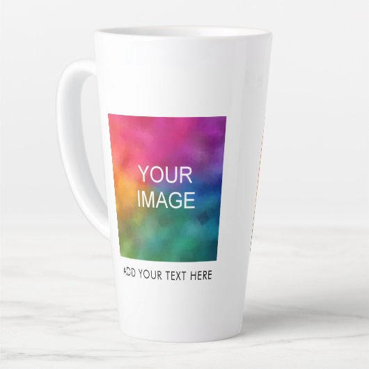 画像のアップロード写真の会社ロゴ名文字大 カフェラテマグ (左アングル)