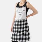 画像またはロゴの追加、白黒バッファロープレイド エプロン (インサイチュ)