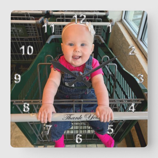 画像または削除を使用したフォトクロック スクエア壁時計 (正面)