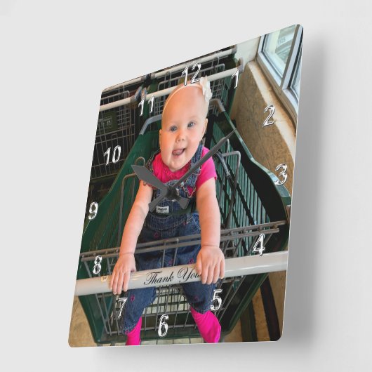 画像または削除を使用したフォトクロック スクエア壁時計 (傾斜)