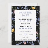 画像を追加 & 水彩画の野生の花の草原 ウェディング セーブザデート (正面)