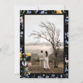 画像を追加 & 水彩画の野生の花の草原 ウェディング セーブザデート (裏面)