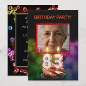 画像を追加 - 83歳の誕生日パーティー招待状 招待状 (正面/裏面)