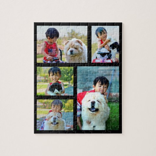 画像カスタマイズコラージュ5枚の写真 ジグソーパズル (縦)