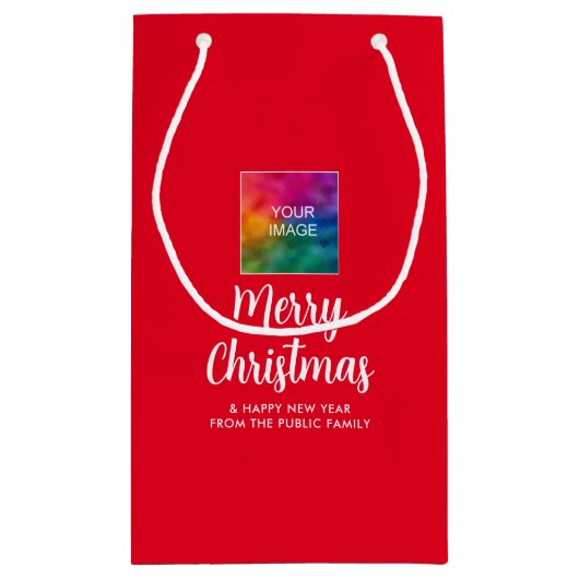 画像カスタマイズ会社ロゴ文字メリークリスマス スモールペーパーバッグ (裏面)