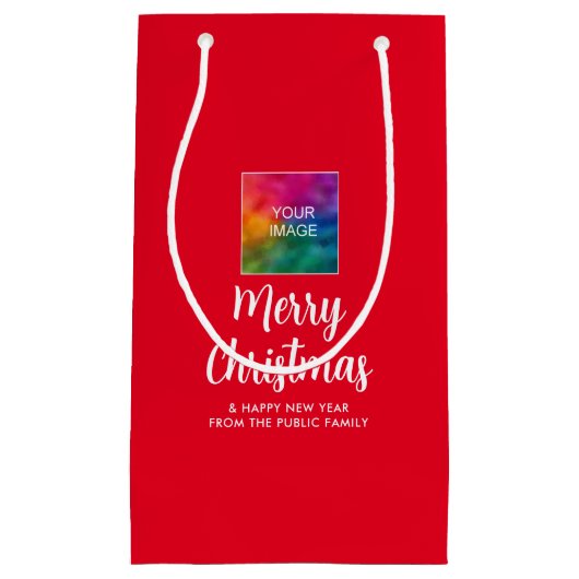 画像カスタマイズ会社ロゴ文字メリークリスマス スモールペーパーバッグ (正面)