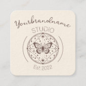 画像テンプレート素朴神秘的な蝶スケッチ スクエア名刺 (正面)