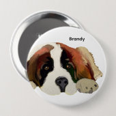 画像パーソナライズされたと名前ま買たは現状のセント・ベルナール 缶バッジ (正面&裏面)