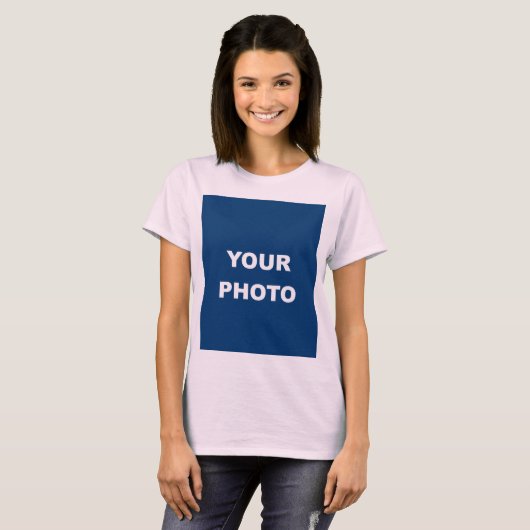 画像フォト写真のロゴ淡い色のピンクの女性の追加 Tシャツ (正面フル)
