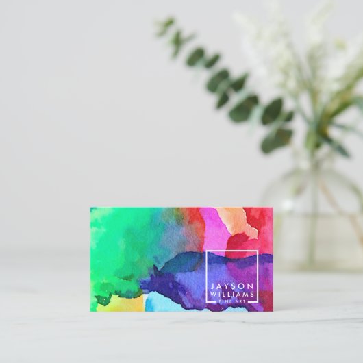 画像モダンを使用したアーティストギャラリースクエアロゴ 名刺 (スタンド正面)