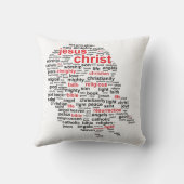 画像化されたキリスト語コラージュ装飾用クッション クッション (裏面)