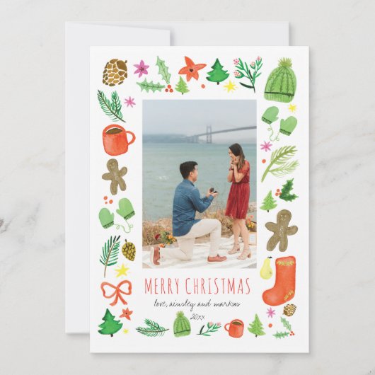 画像的なクリスマスの水彩画 シーズンカード (正面)