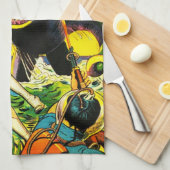 画像的な40年代のサイファイのパルプの漫画 キッチンタオル (四つ折り)