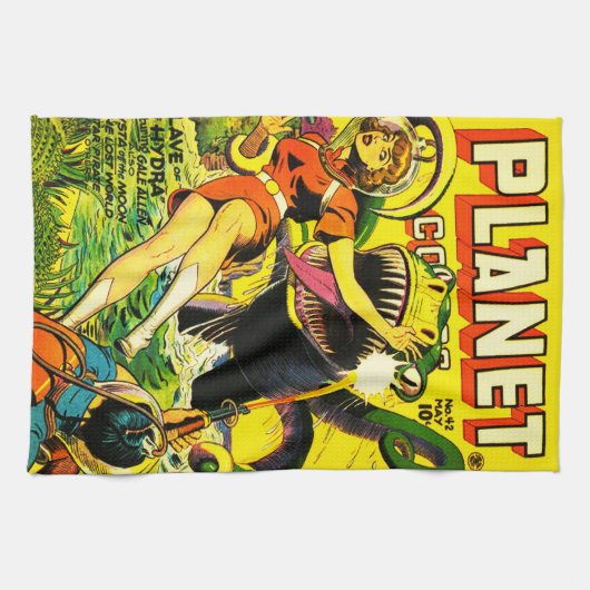 画像的な40年代のサイファイのパルプの漫画 キッチンタオル (横)