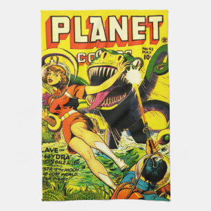 画像的な40年代のサイファイのパルプの漫画 キッチンタオル
