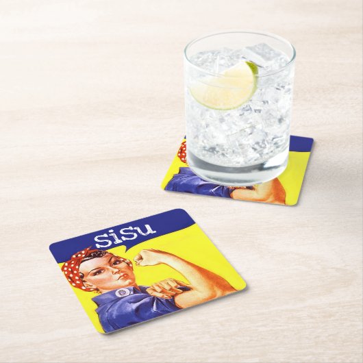 画像的なRosieリベッターのsisuのカッコいいの平静の強さ スクエアペーパーコースター (インサイチュ)