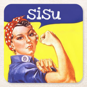 画像的なRosieリベッターのsisuのカッコいいの平静の強さ スクエアペーパーコースター